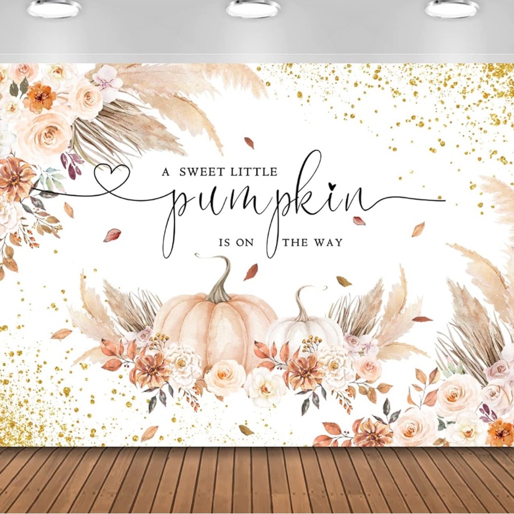 Floral Pumpkin Baby Shower Backdrop
